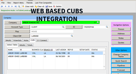 Web Based CUBS Integration